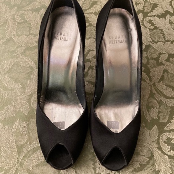 Stuart Weitzman Black Peep Toe Heels - Picture 2 of 7